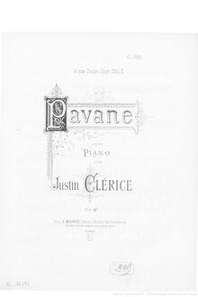 Partition complète, Pavane, E minor, Clérice, Justin