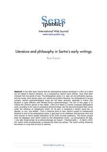 Literature and philosophy in Sartre s early writings