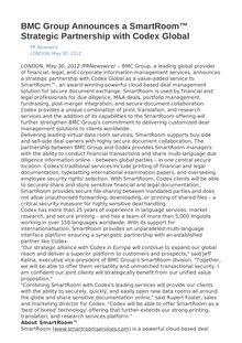 BMC Group Announces a SmartRoom™ Strategic Partnership with Codex Global
