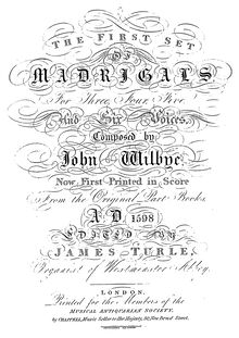 Partition Title Pages et Contents, madrigaux - Set 1, Wilbye, John