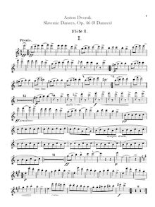 Partition flûte 1, 2, Slavonic Dances, Slovanské tance, Dvořák, Antonín
