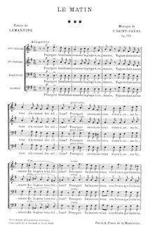 Partition complète, Le matin, Op.129, Saint-Saëns, Camille