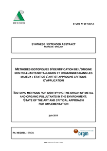 Méthodes isotopiques d identification de l origine des polluants ...