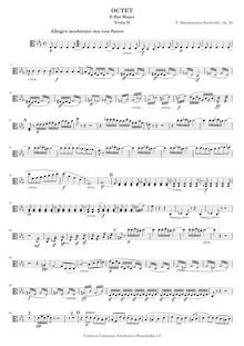 Partition viole de gambe 2, Octet pour cordes en E♭, Op.20, E♭ major