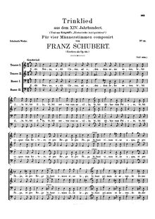 Partition Vocal score, Trinklied aus dem X, Jahrhundert, D.847 (Op.155)