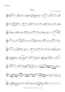 Partition hautbois, Trio a violon, Hautb e Basso, Brescianello, Giuseppe Antonio