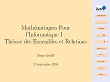 Mathématiques Pour l Informatique I : Théorie des Ensembles et ...