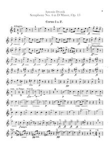 Partition cor 1, 2, 3, 4 (en F), Symphony No.4, Symfonie č.4, D minor