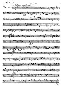 Partition violoncelles/Basses, Concertos pour vents, Opp.83-90, F major par Georg Abraham Schneider