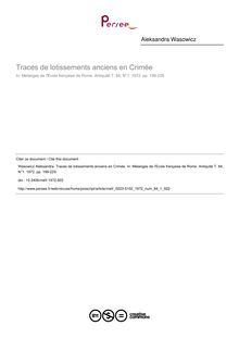 Traces de lotissements anciens en Crimée - article ; n°1 ; vol.84, pg 199-229