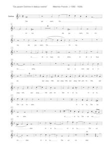 Partition chœur 1: Soprano 1 , partie, Da pacem Domine en diebus nostris