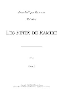 Partition flûte 1, Les Fêtes de Ramire, Acte de ballet, Rameau, Jean-Philippe