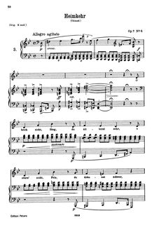 Partition No. 6: Heimkehr, 6 chansons, 6 Gesänge, Brahms, Johannes