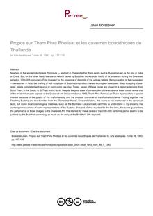 Propos sur Tham Phra Photisat et les cavernes bouddhiques de Thaïlande - article ; n°1 ; vol.48, pg 127-135