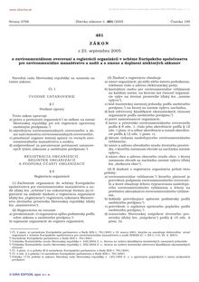 491 2005 Zákon o environmentálnom overovaní a registrácii organizácií  v schéme Európskeho spoločenstva