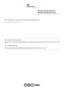 Les relations post-coloniales portugaises - article ; n°1 ; vol.22, pg 89-100