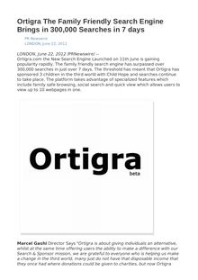 Ortigra The Family Friendly Search Engine Brings in 300,000 Searches in 7 days
