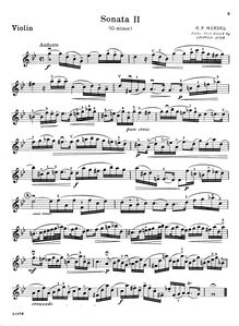 Partition , Sonata en G minor, HWV 364a - partition de violon, sonates pour an Accompanied Solo Instrument