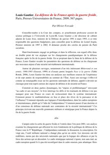 Compte rendu de lecture de Louis Gautier, La défense de la France ...