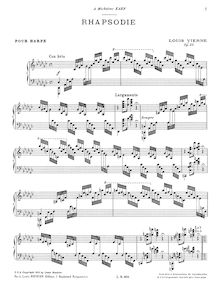 Partition complète, Rhapsodie, G♭ major, Vierne, Louis