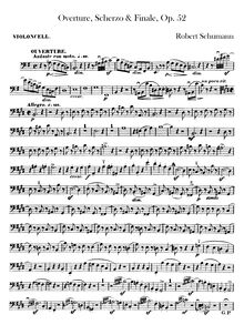 Partition violoncelles, Overture, Scherzo et Finale pour orchestre, Op.52