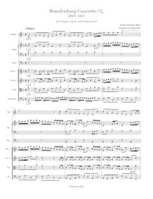 Partition Score et parties pour trompette, orgue, et corde quatuor, Brandenburg Concerto No.2