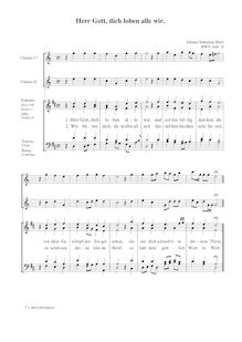 Partition complète, choral Herr Gott, dich loben alle wir, BWV Anh. 31