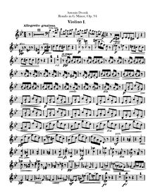 Partition violons I, II, Rondo, G minor, Dvořák, Antonín