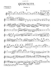 Partition violon 1 , partie, Piano quintette, Quintett (B dur) für Klavier, zwei Violinen, Viola und Violoncell, Op. 70.