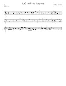 Partition viole de basse, octave aigu clef, madrigaux pour 4 voix par Felice Anerio