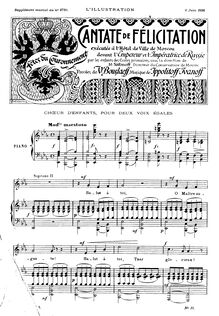Partition complète, Cantate de Felicitation, E♭  Major, Ippolitov-Ivanov, Mikhail