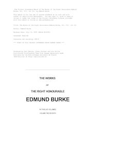 The Works of the Right Honourable Edmund Burke, Vol. 07 (of 12)