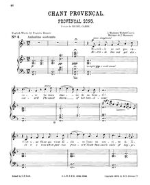 Partition complète (F Major: haut voix et piano), Chant Provençal