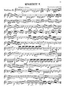 Partition violon 2, corde quatuor No.5, Op.44 No.3, E♭ major, Mendelssohn, Felix