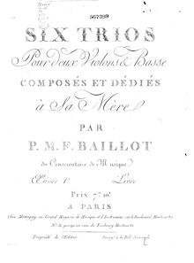 Partition basse, , partie II (Trios 4-6), Trios pour Two violons et basse, Op.1