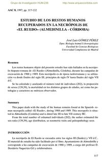 Estudio de los restos humanos recuperados en la necrópolis de El Ruedo (Almedinilla-Córdoba)