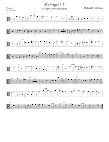 Partition ténor viole de gambe 1, alto clef, madrigaux pour 5 voix par  Orlando Gibbons par Orlando Gibbons