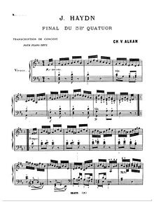 Partition , Haydn: Finale from corde quatuor en D Maj. (No.38) Op.64 No.5, Souvenirs des concerts du Conservatoire (Vol. 2)