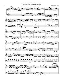 Partition Sonata R.76 en F major, clavier sonates R.71-80, Soler, Antonio