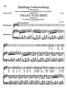 Partition voix + partition de piano, Hänflings Liebeswerbung, D.552