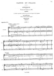 Partition Appendix pour Acts I to III, Castor et Pollux, Rameau, Jean-Philippe