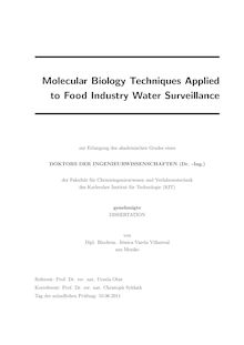 Molecular Biology Techniques Applied to Food Industry Water Surveillance [Elektronische Ressource] / Jessica Varela Villarreal. Betreuer: U. Obst