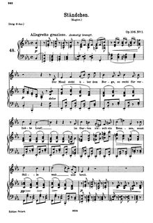 Partition No., Ständchen, 5 chansons, Brahms, Johannes