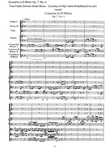 Partition Concerto No.4 en D minor, HWV 309, 12 orgue Concertos, Op.4 & Op.7