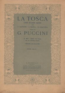 Partition Colour Cover, Tosca, Puccini, Giacomo