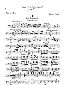 Partition violoncelles, Peer Gynt  No.2 Op.55, Grieg, Edvard