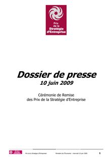 Dossier de Presse - Prix de la Stratégie d Entreprise -10 juin 2009