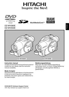 Notice Camescope numérique Hitachi  DZ-MV550E