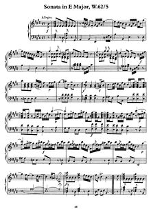 Partition complète, Sonata en E, Wq.62/5, E, Bach, Carl Philipp Emanuel