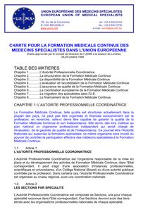 CHARTE POUR LA FORMATION MEDICALE CONTINUE DES MEDECINS ...